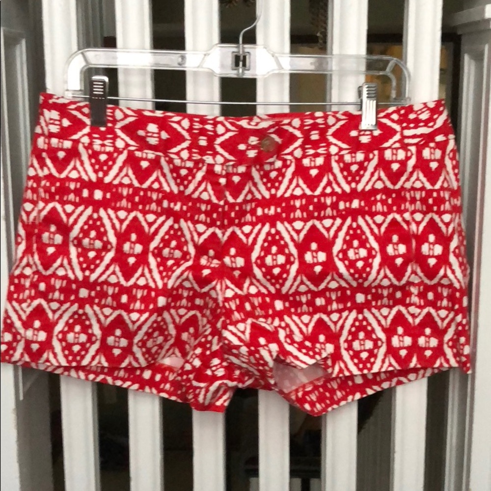 JCREW Red/white city fit shorts stretch